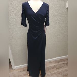 Adrianna Papell Midnight Blue Long Evening Dress Size 6
